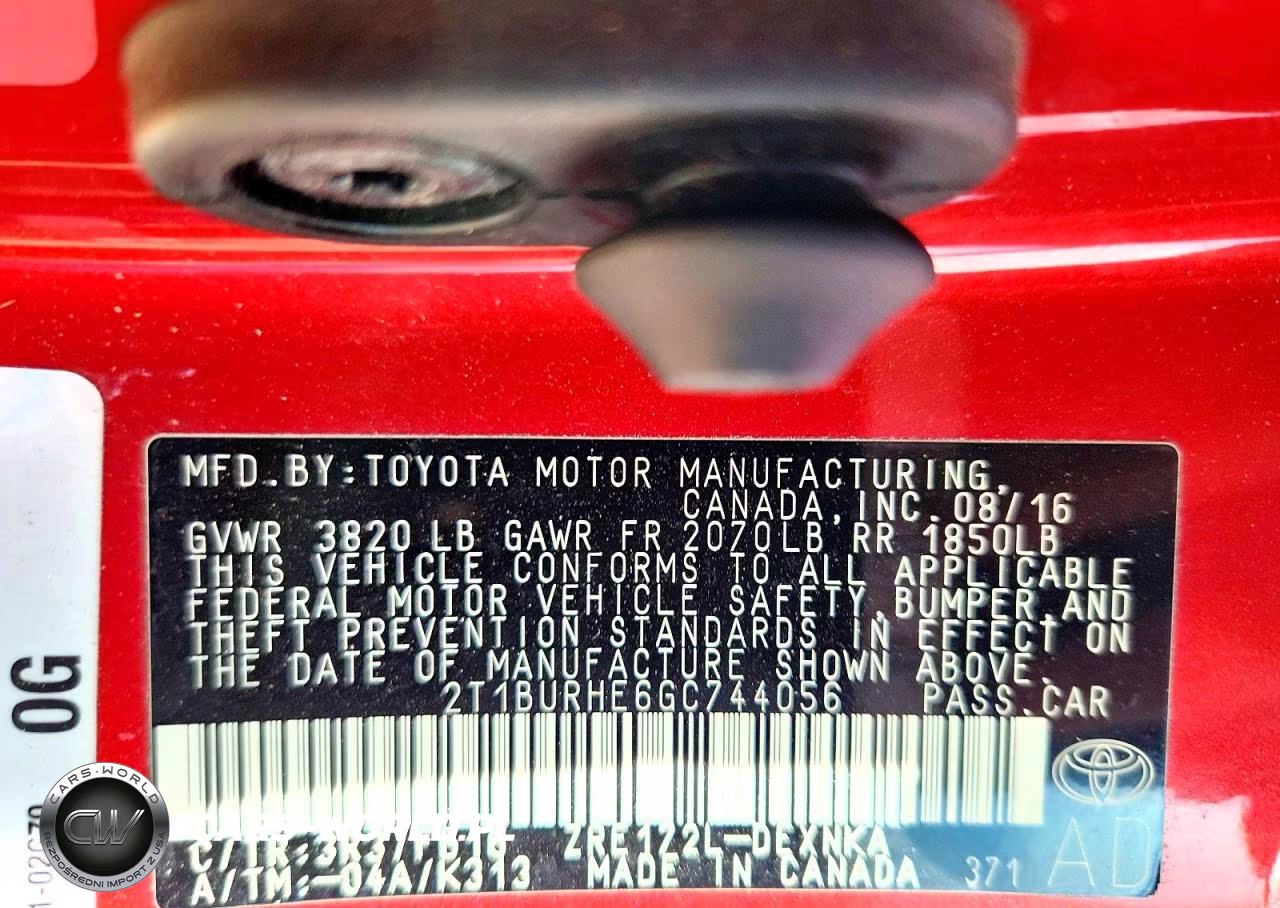 2016 Toyota Corolla Le VIN:2T1BURHE6GC744056 - 12