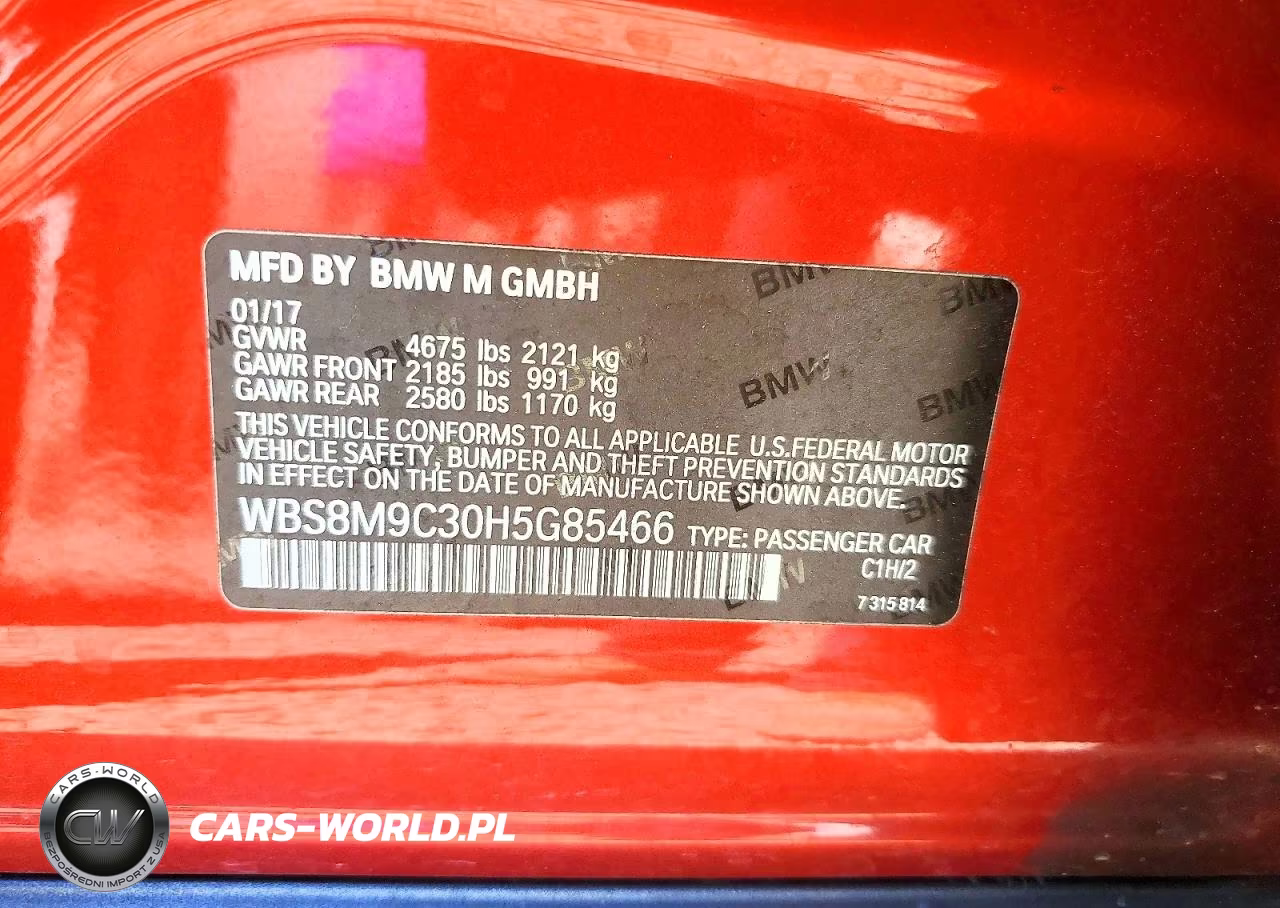 2017 BMW M3 VIN:WBS8M9C30H5G85466 - 12