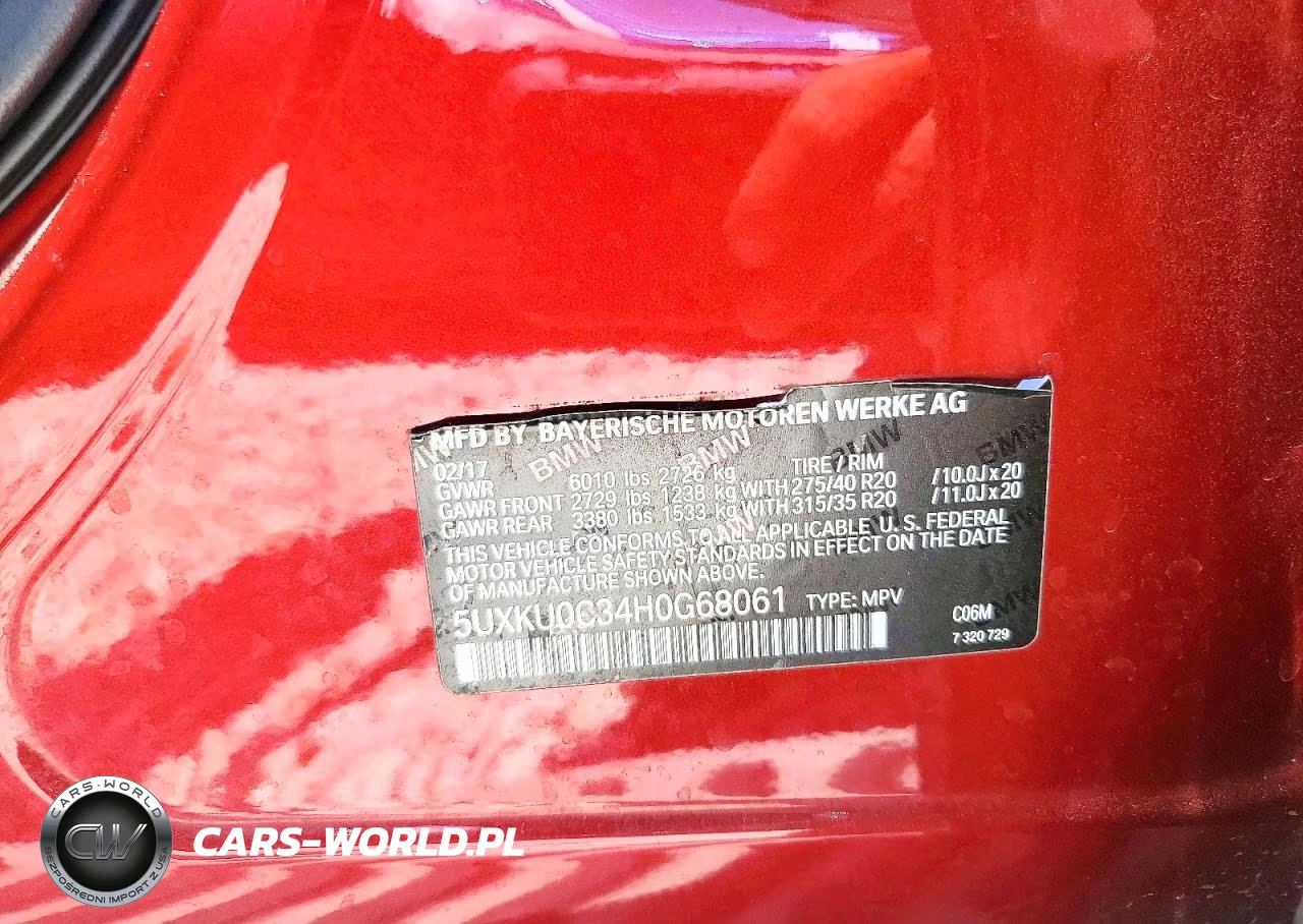 2017 BMW X6 Sdrive35I VIN:5UXKU0C34H0G68061 - 13
