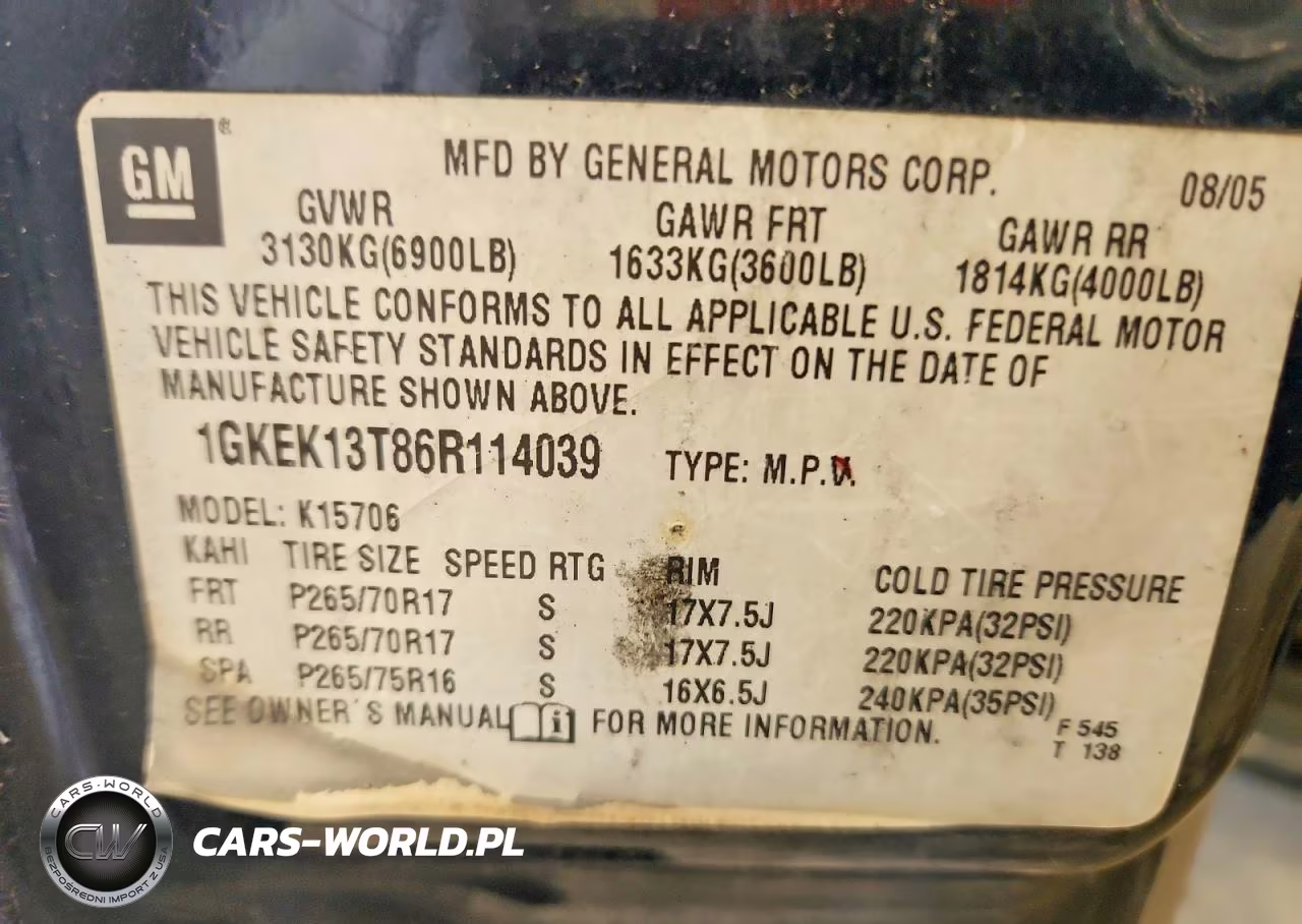 2006 GMC Yukon VIN:1GKEK13T86R114039 - 13
