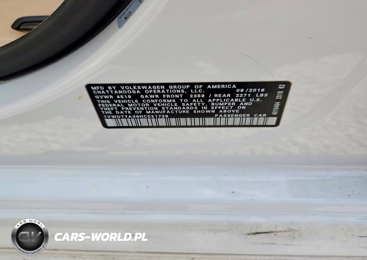 2017 Volkswagen Passat R-Line VIN:1VWDT7A38HC021728 - 12
