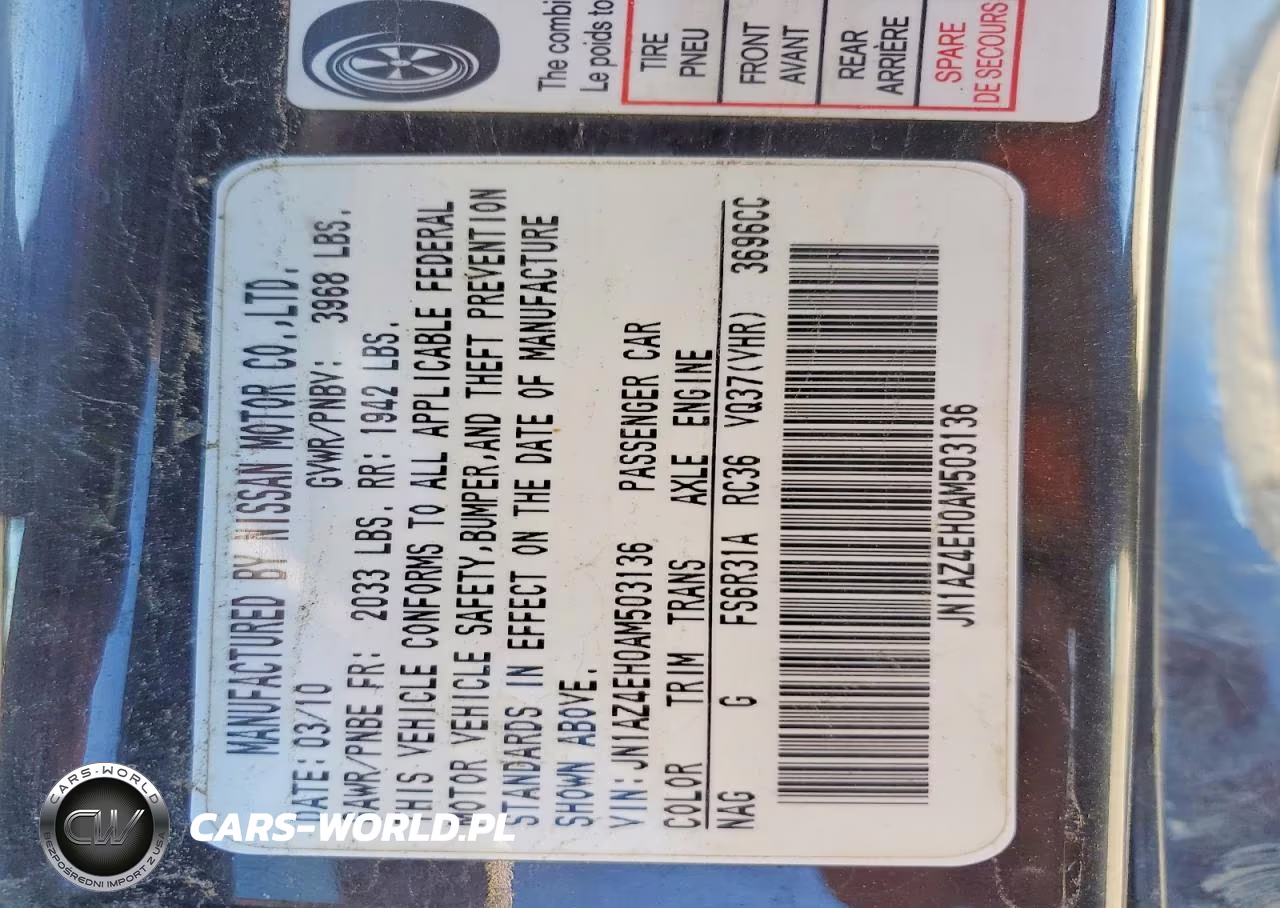 2010 Nissan 370Z Base VIN:JN1AZ4EH0AM503136 - 12