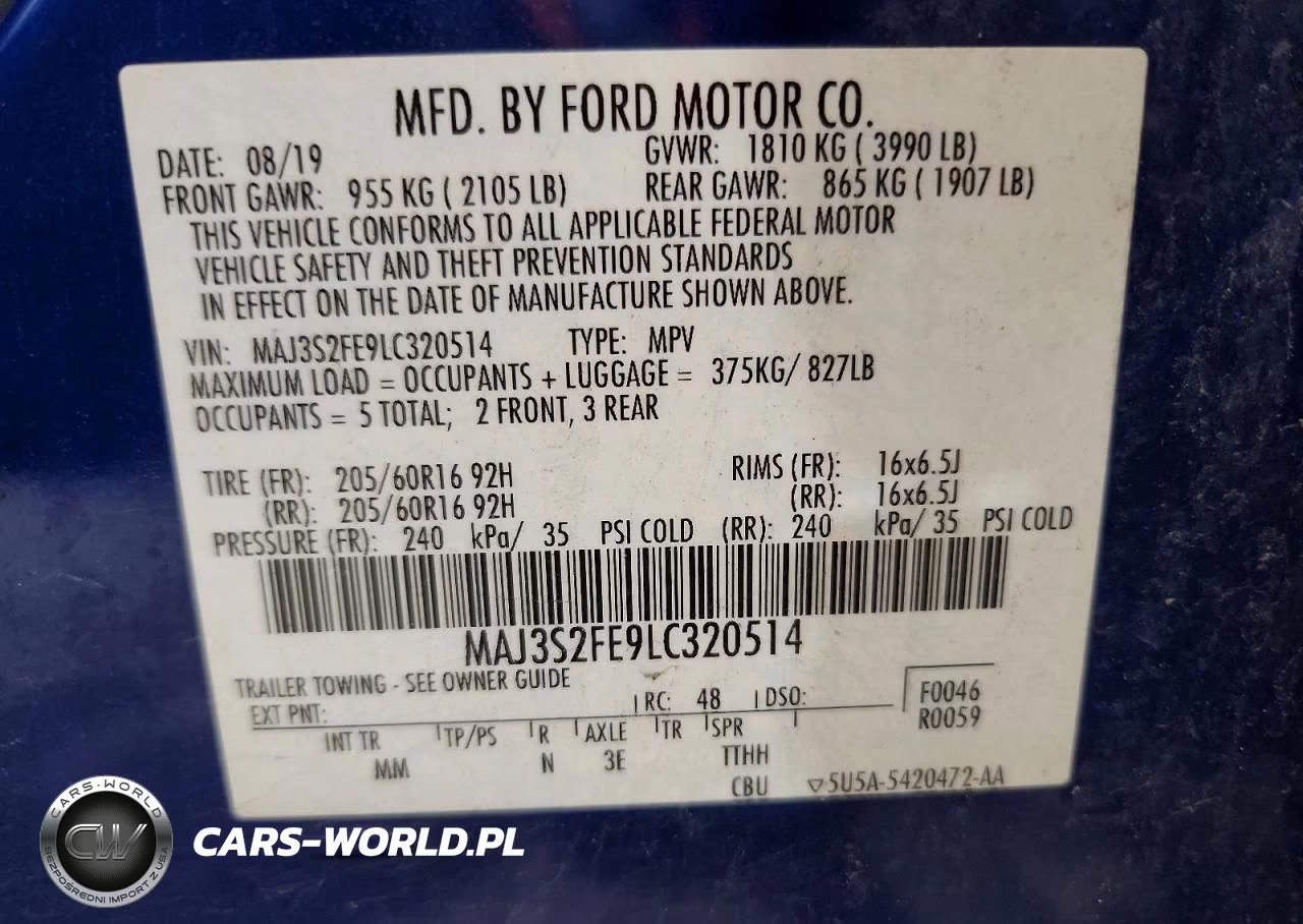 2020 Ford Ecosport S VIN:MAJ3S2FE9LC320514 - 12