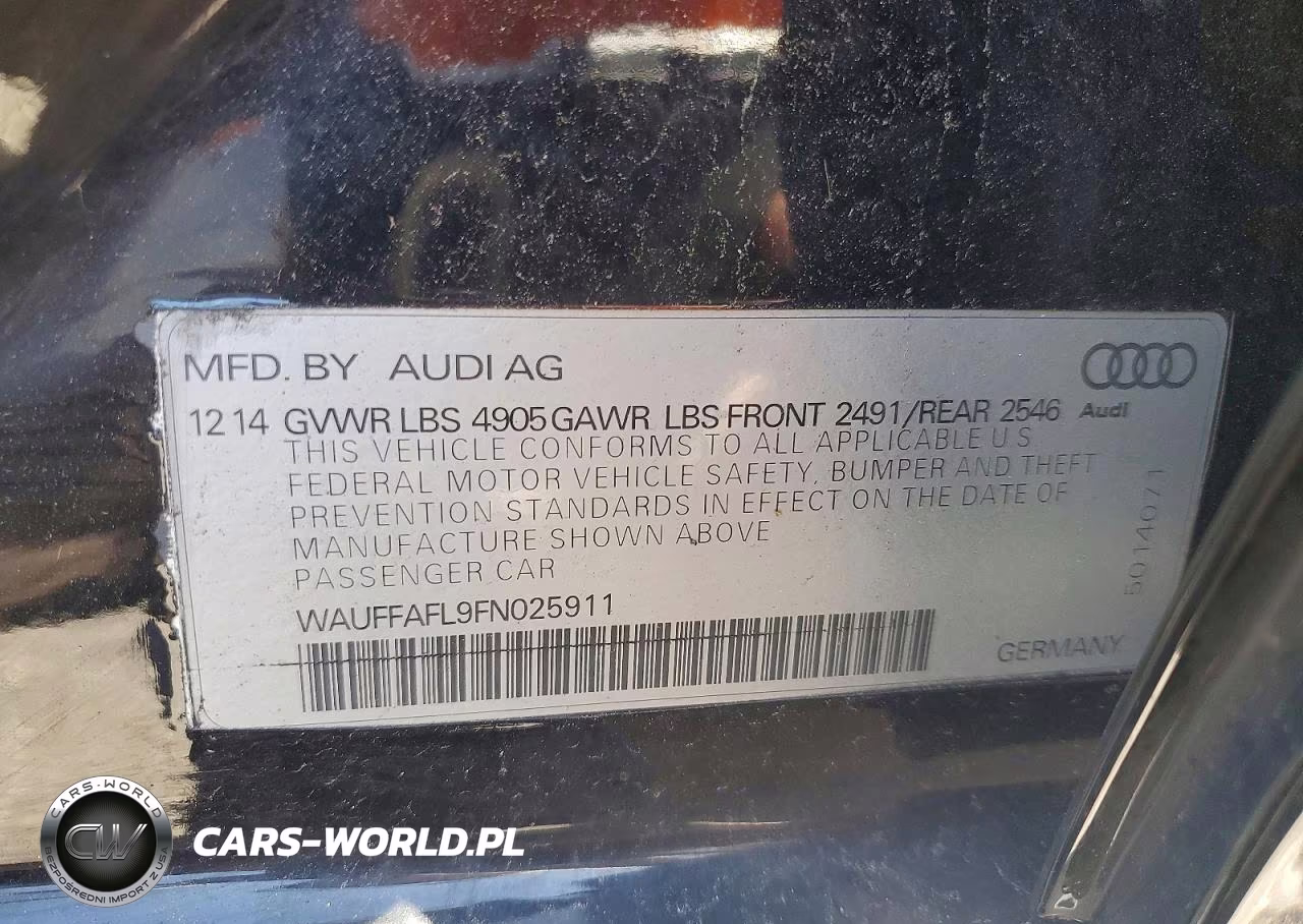 2015 Audi 200 VIN:WAUFFAFL9FN025911 - 12