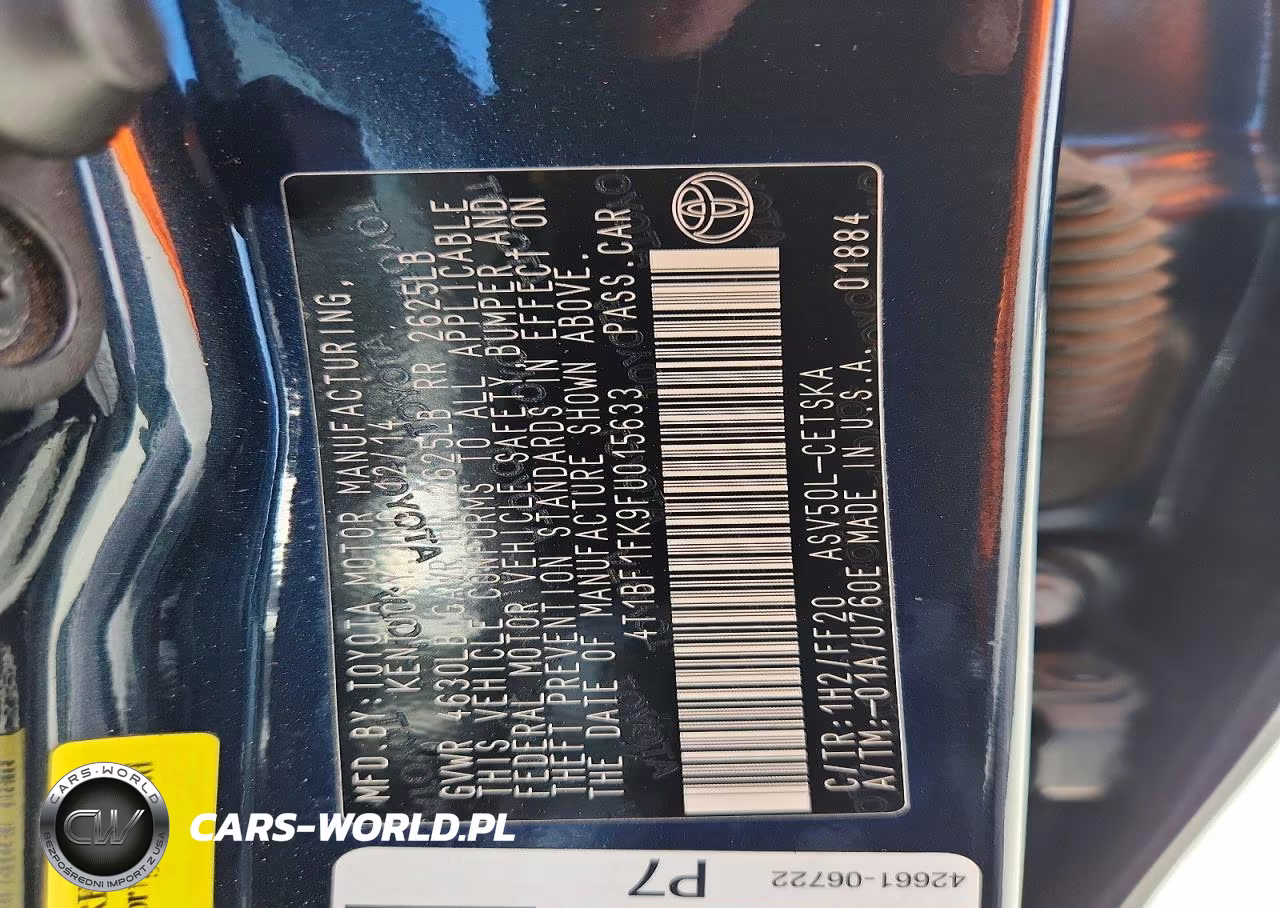 2015 Toyota Camry Se VIN:4T1BF1FK9FU015633 - 12