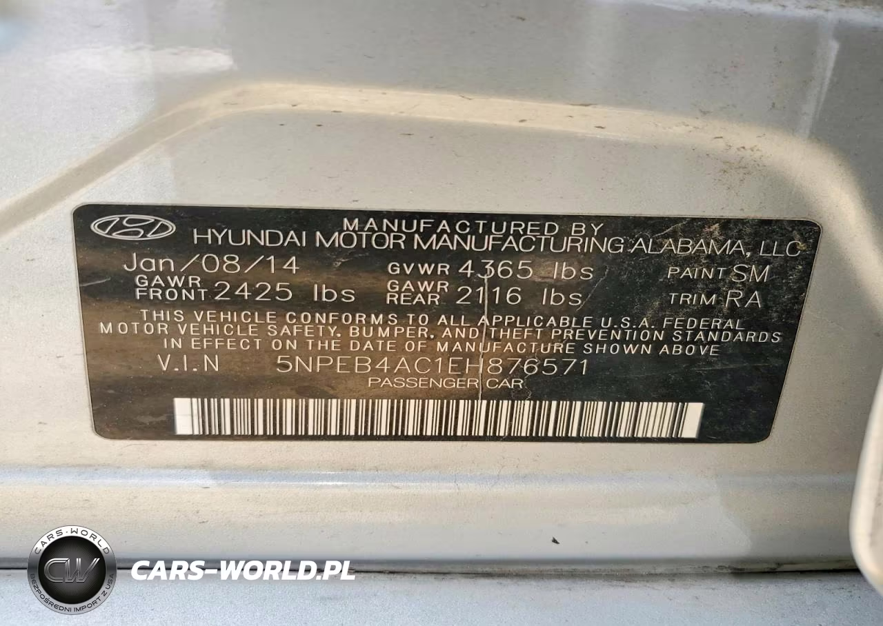 2014 Hyundai Sonata Gls VIN:5NPEB4AC1EH876571 - 12