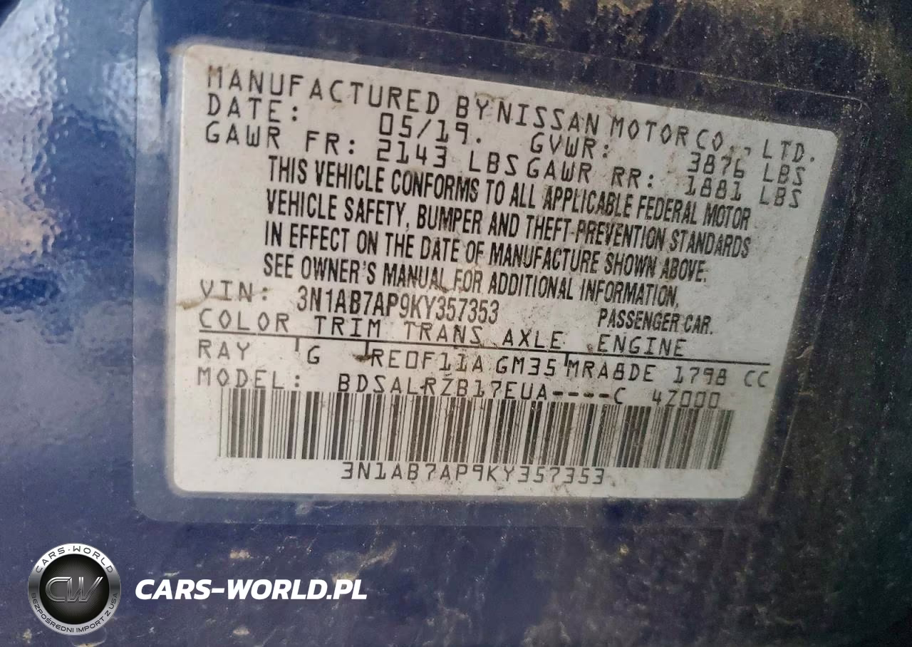 2019 Nissan Sentra Sr VIN:3N1AB7AP9KY357353 - 13