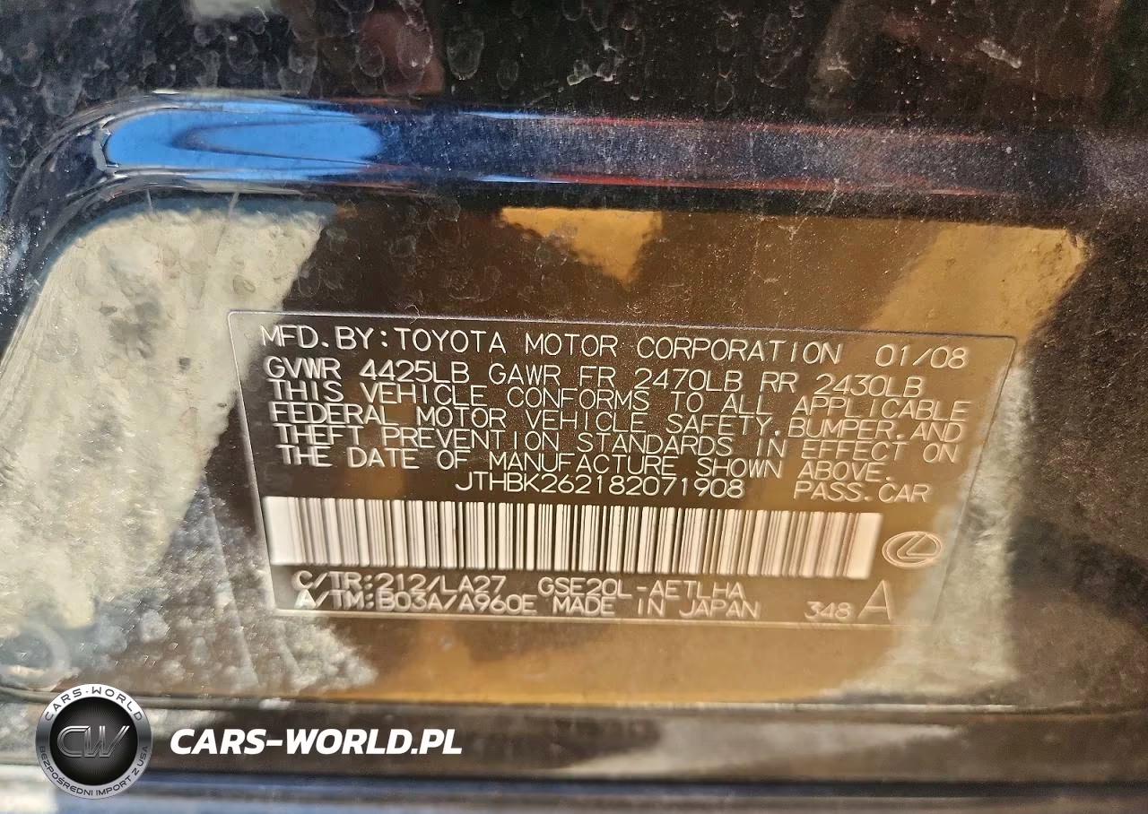 2008 Lexus Is 250 VIN:JTHBK262182071908 - 13