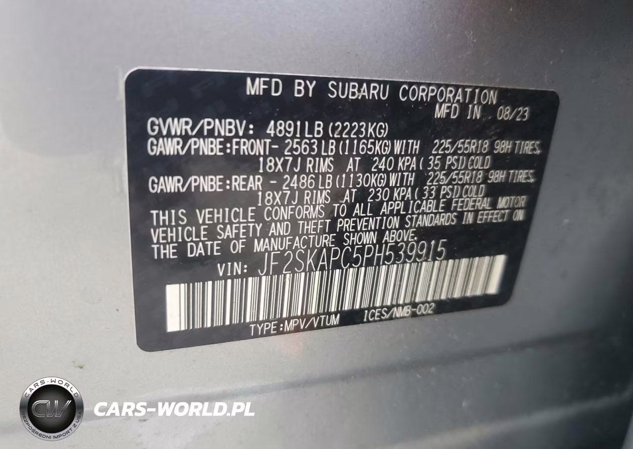 2023 Subaru Forester Limited VIN:JF2SKAPC5PH539915 - 14