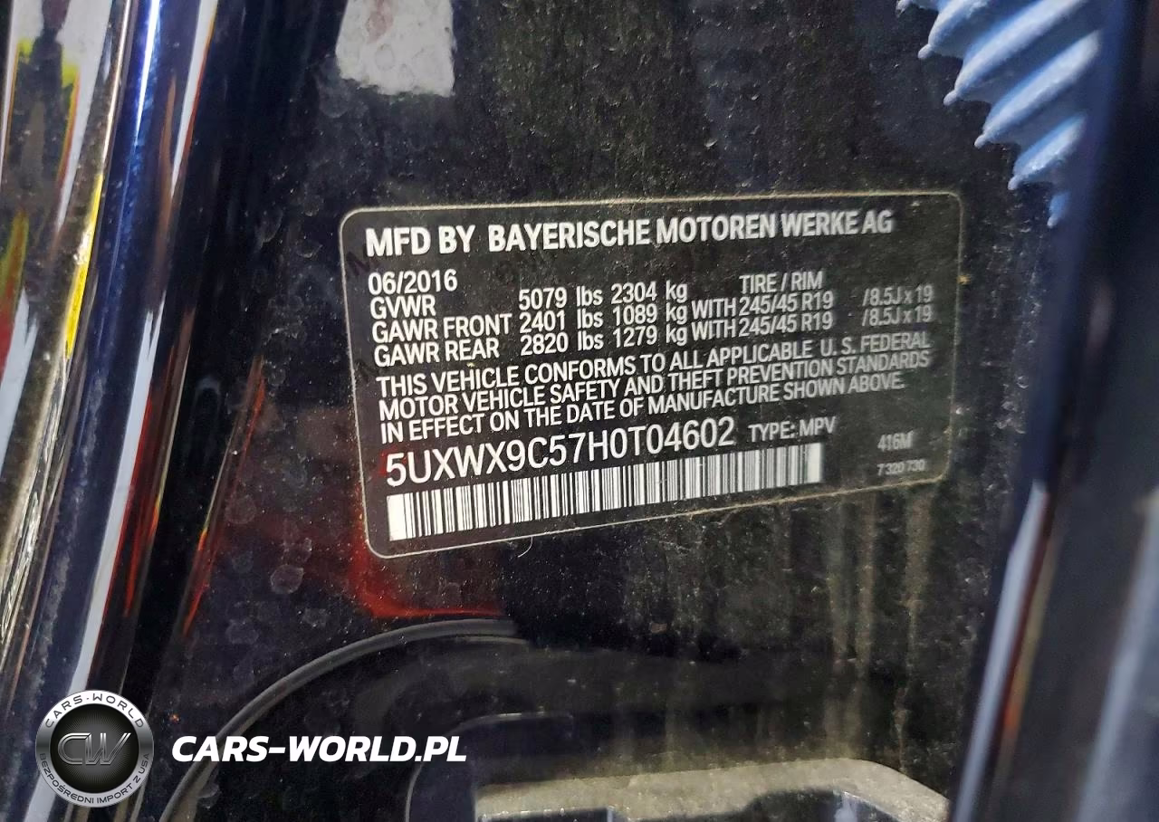 2017 BMW X3 xDrive28I VIN:5UXWX9C57H0T04602 - 13