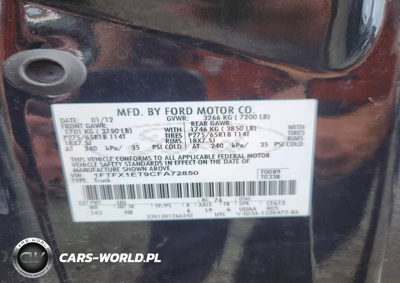 2012 Ford F150 Super Cab VIN:1FTFX1ET9CFA72850 - 12