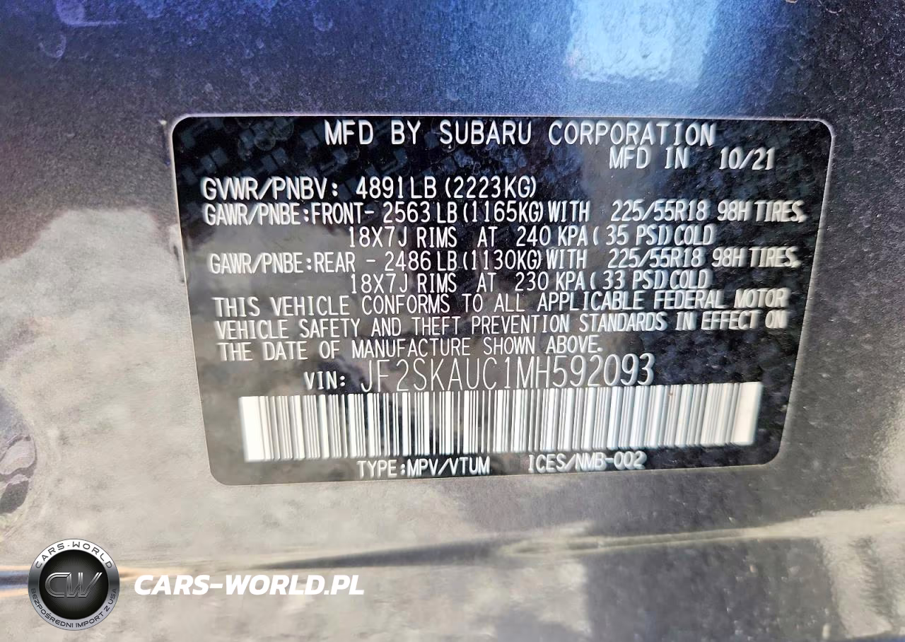 2021 Subaru Forester Limited VIN:JF2SKAUC1MH592093 - 12