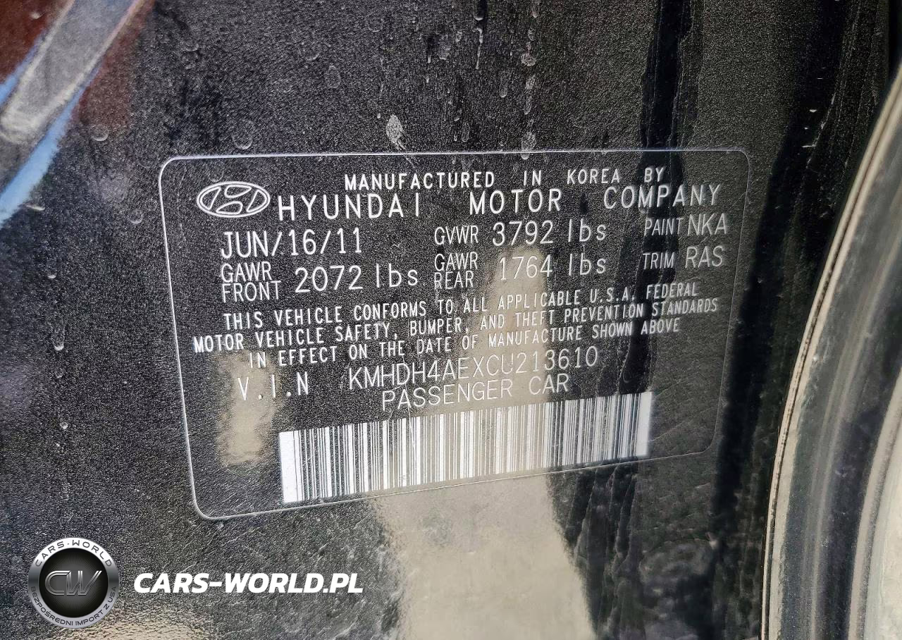 2012 Hyundai Elantra Gls VIN:KMHDH4AEXCU213610 - 12
