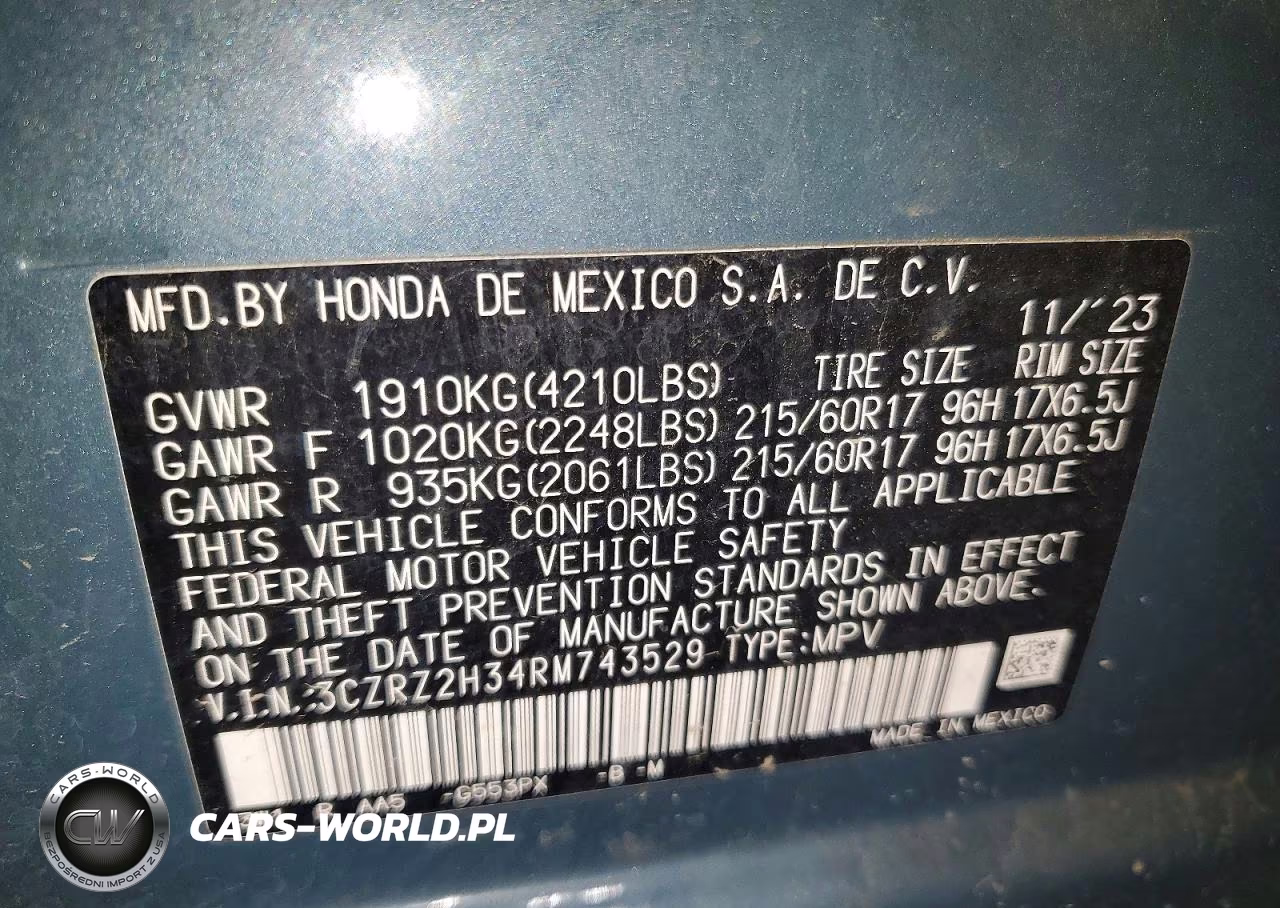 2024 Honda Hr-V Lx VIN:3CZRZ2H34RM743529 - 13