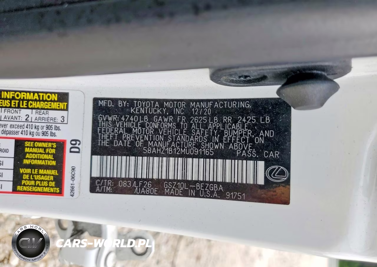 2021 Lexus Es 350 F Sport VIN:58AHZ1B12MU091165 - 13