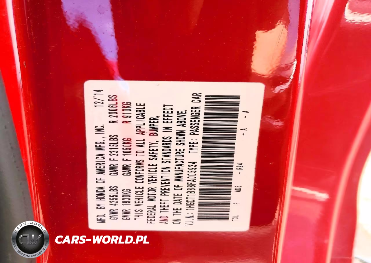 2015 Honda Accord Exl VIN:1HGCT1B88FA005934 - 12