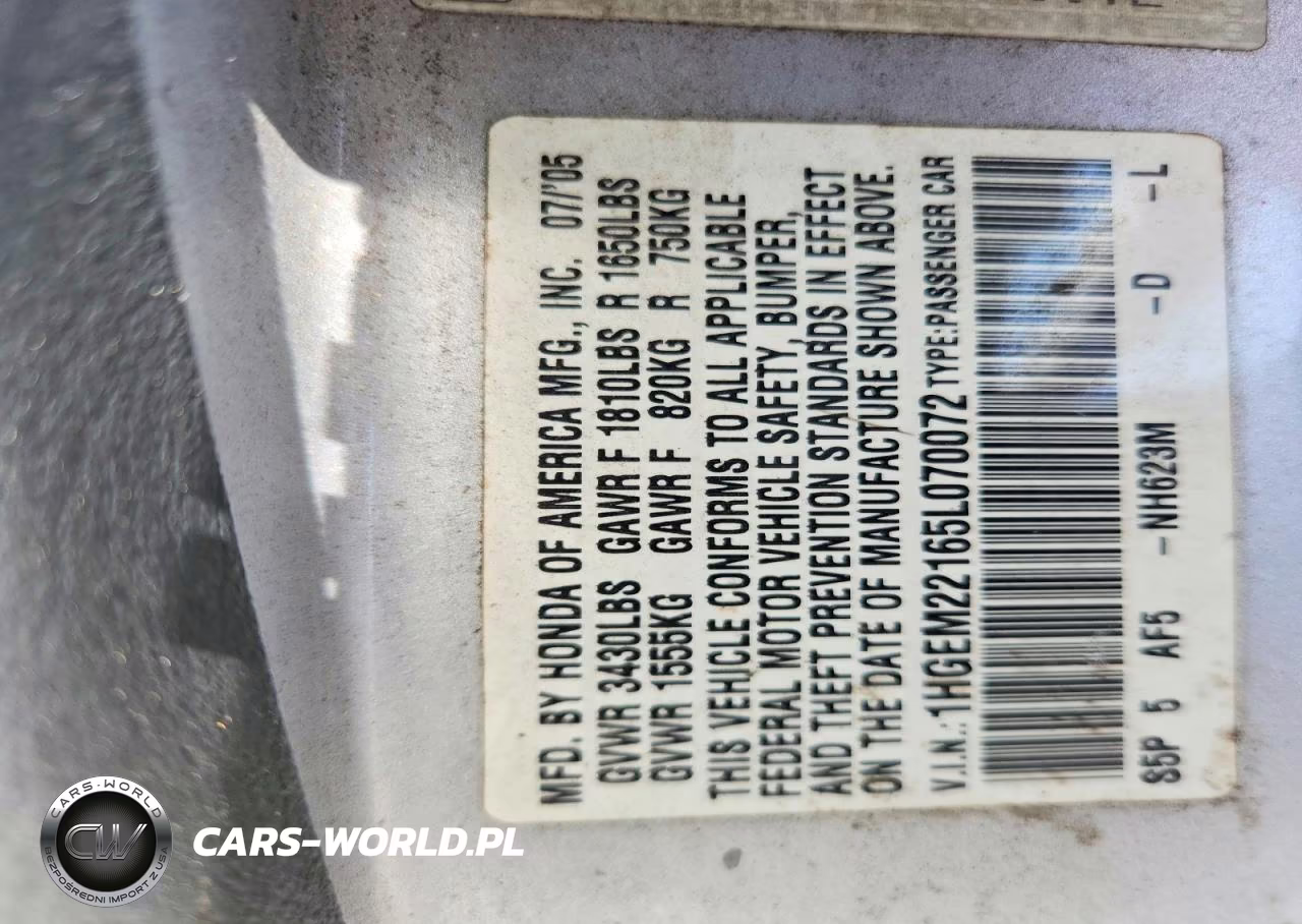 2005 Honda Civic Dx Vp VIN:1HGEM22165L070072 - 12