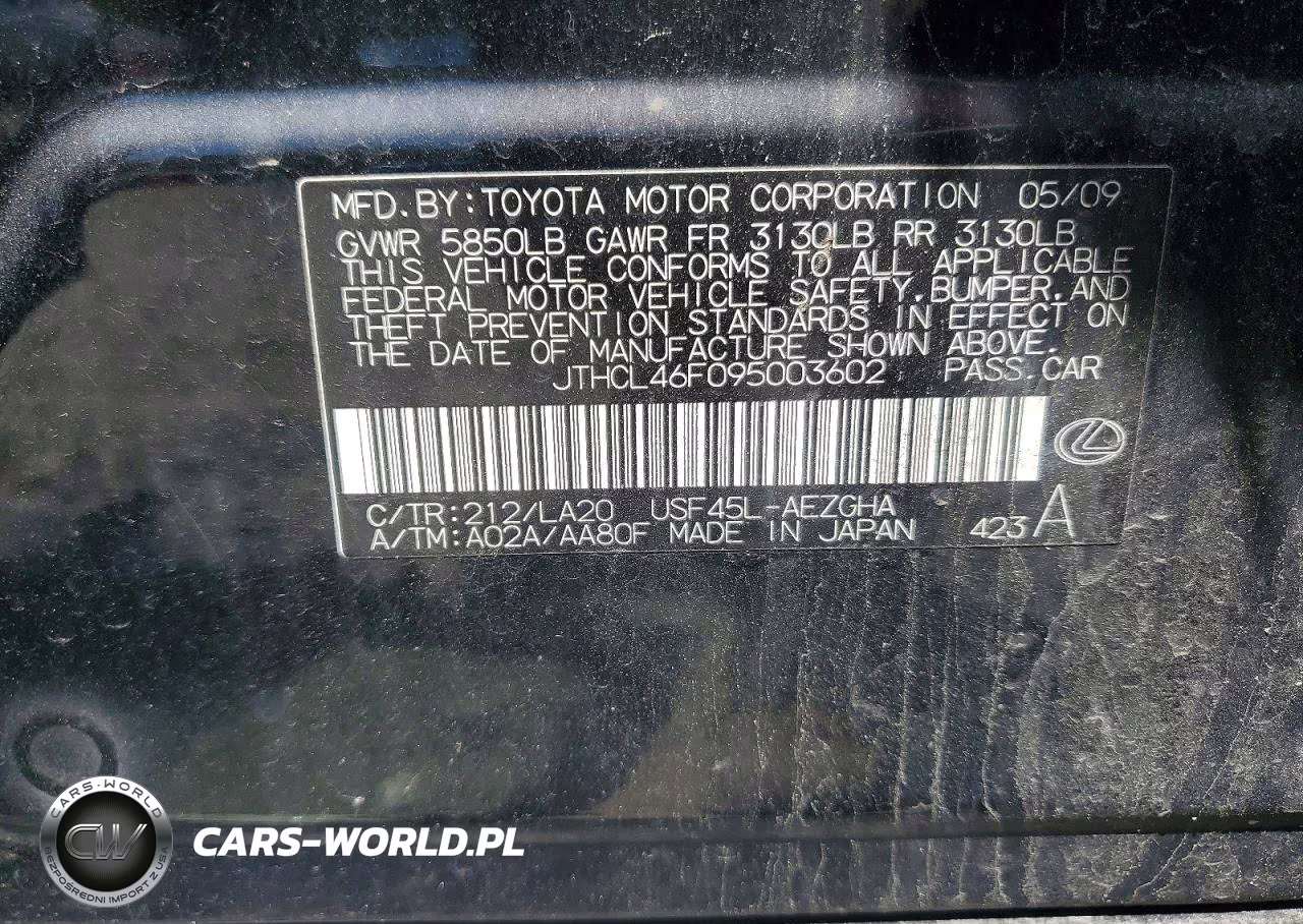 2009 Lexus Ls 460 VIN:JTHCL46F095003602 - 12