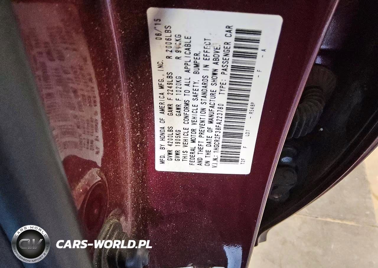 2015 Honda Accord VIN:1HGCR2F38FA223780 - 12