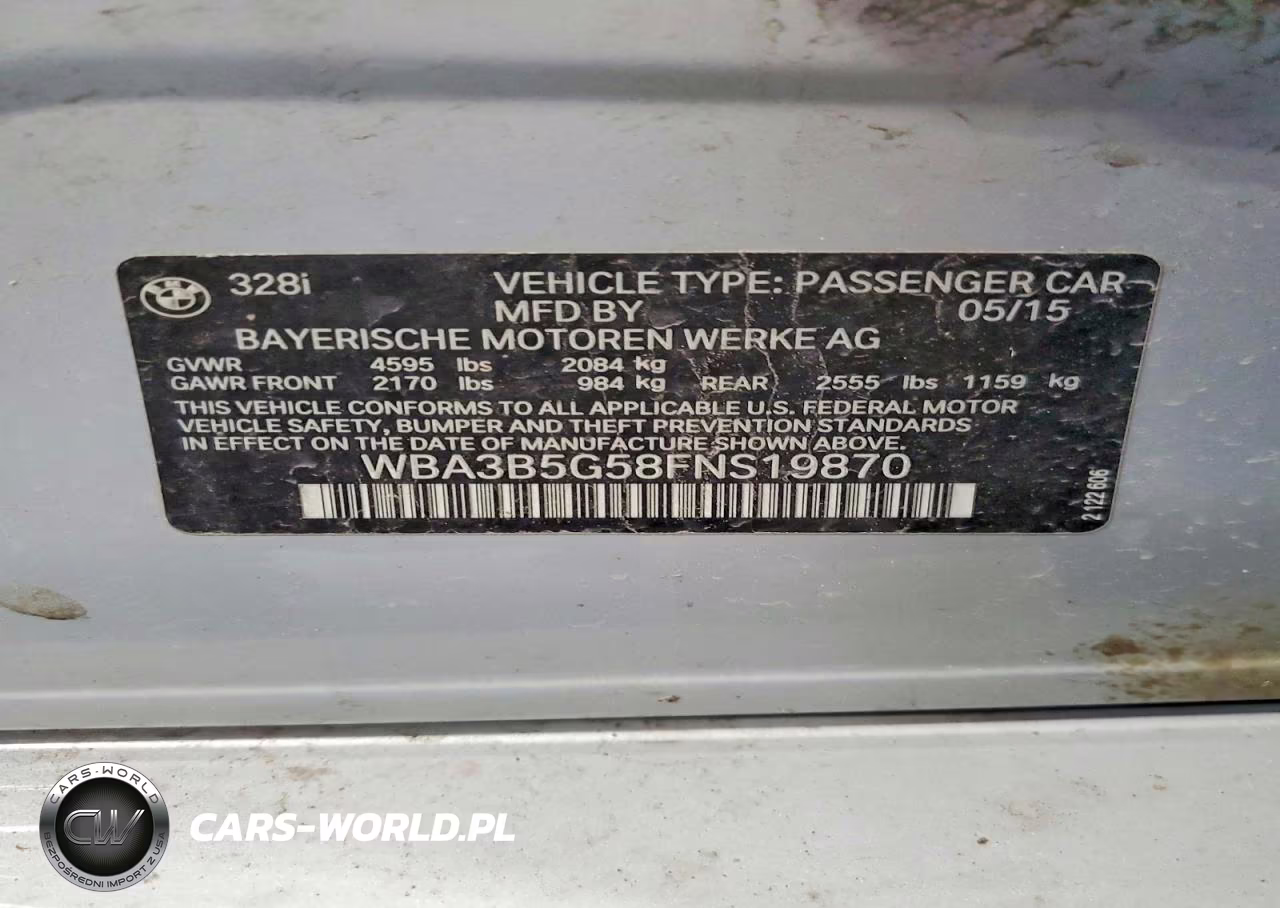 2015 BMW 328 Xi Sulev VIN:WBA3B5G58FNS19870 - 12