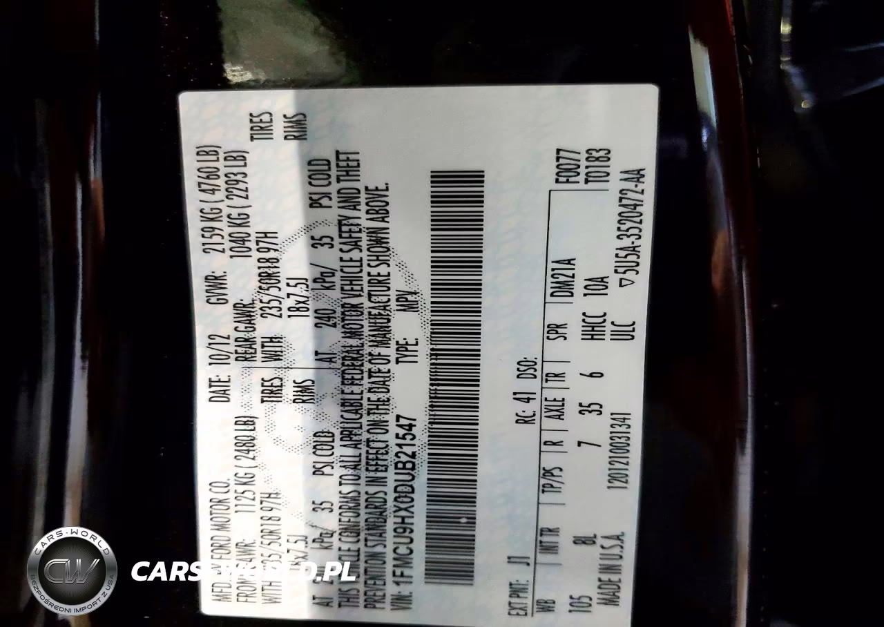 2013 Ford Escape Sel VIN:1FMCU9HX0DUB21547 - 13