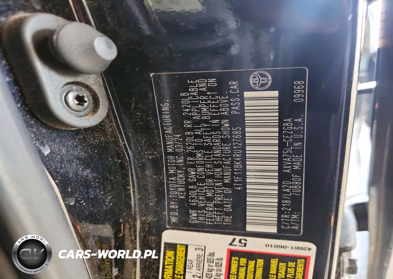 2024 Toyota Camry Xle VIN:4T1F11BK4RU127685 - 12