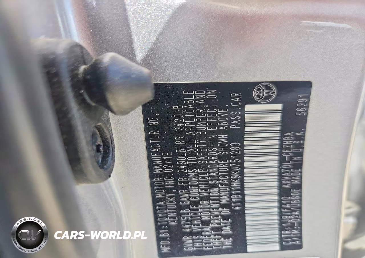 2019 Toyota Camry Le VIN:4T1B11HK9KU751283 - 12