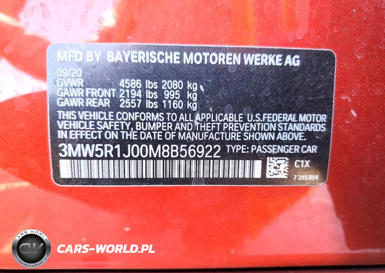 2021 BMW 330I VIN:3MW5R1J00M8B56922 - 13