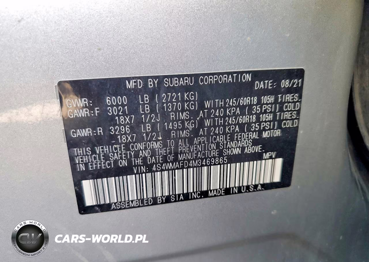 2021 Subaru Ascent Premium VIN:4S4WMAFD4M3469865 - 14