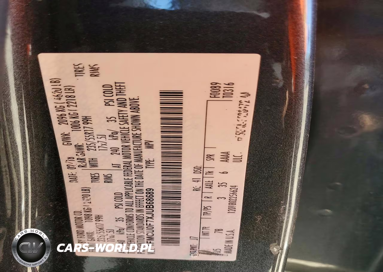 2018 Ford Escape S VIN:1FMCU0F7XJUB68689 - 13