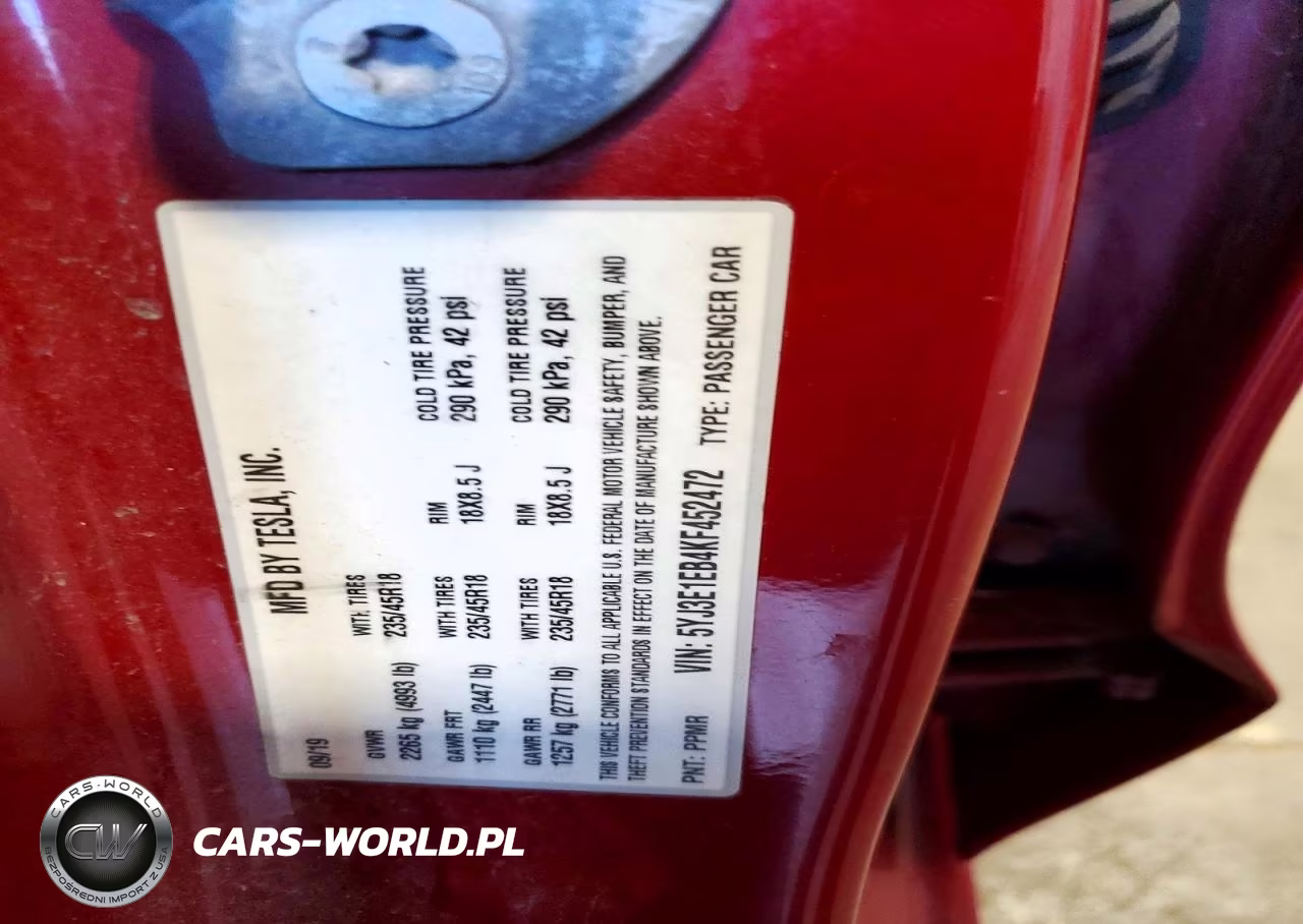 2019 Tesla Model 3 VIN:5YJ3E1EB4KF452472 - 12