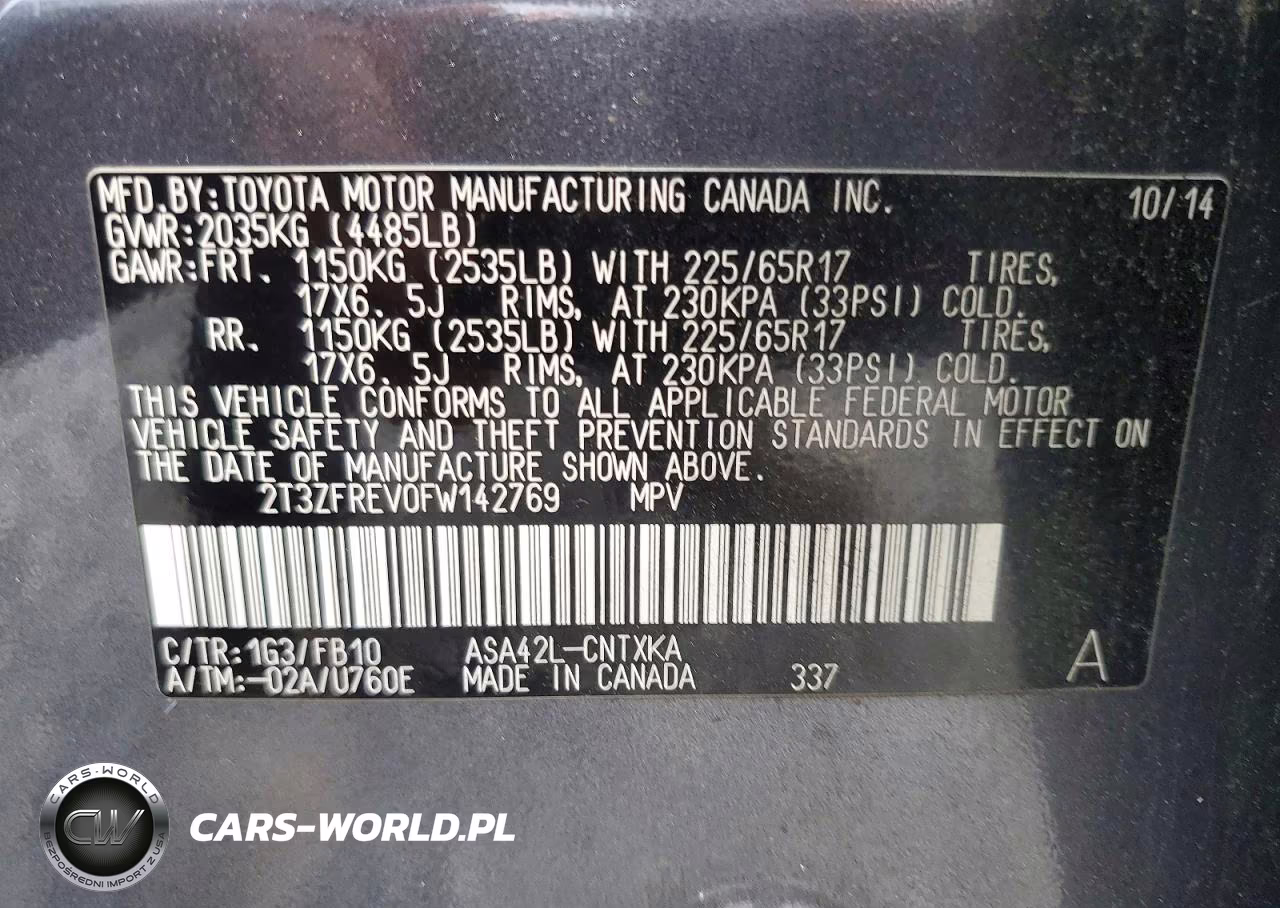 2015 Toyota Rav4 Le VIN:2T3ZFREV0FW142769 - 13