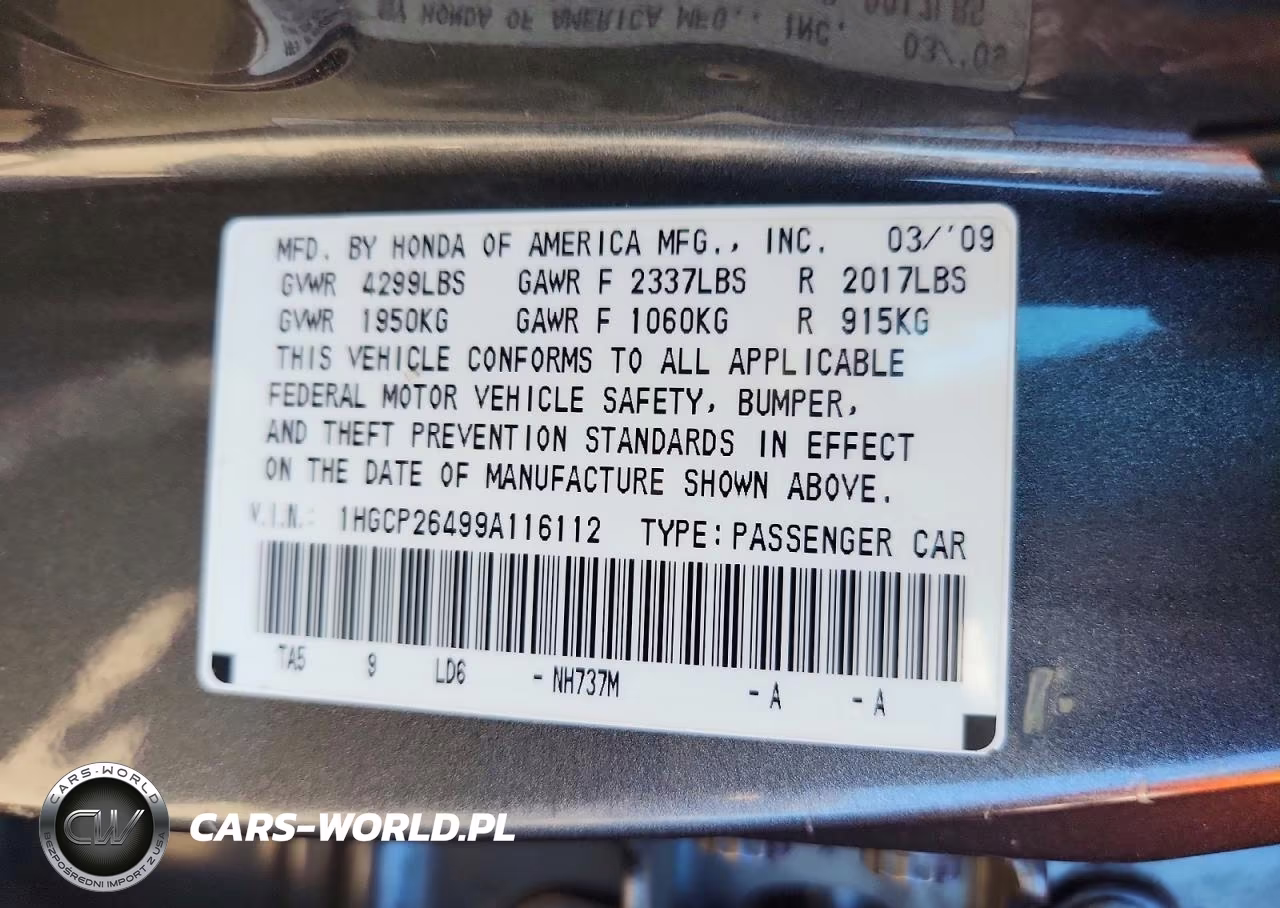 2009 Honda Accord Lxp VIN:1HGCP26499A116112 - 13