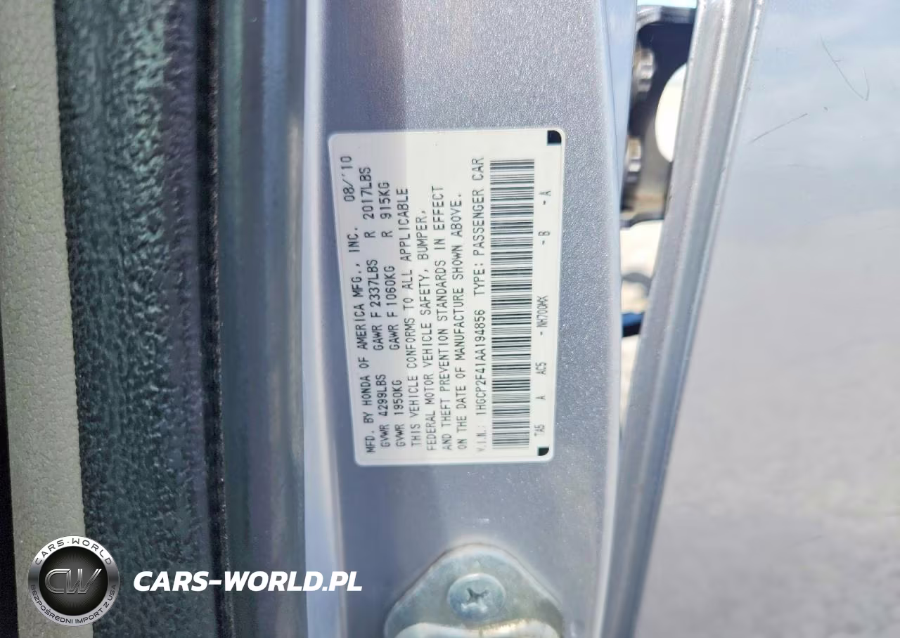 2010 Honda Accord Lxp VIN:1HGCP2F41AA194856 - 13
