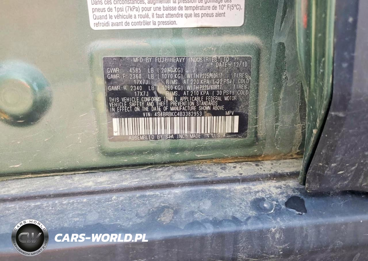 2011 Subaru Outback 2.5I Limited VIN:4S4BRBKC4B3382953 - 13