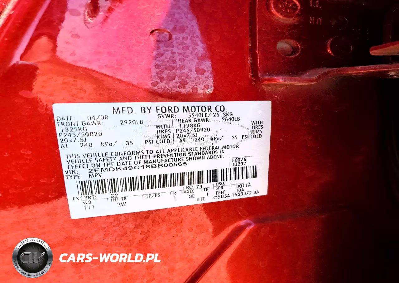 2008 Ford Edge Limited VIN:2FMDK49C18BB00565 - 13