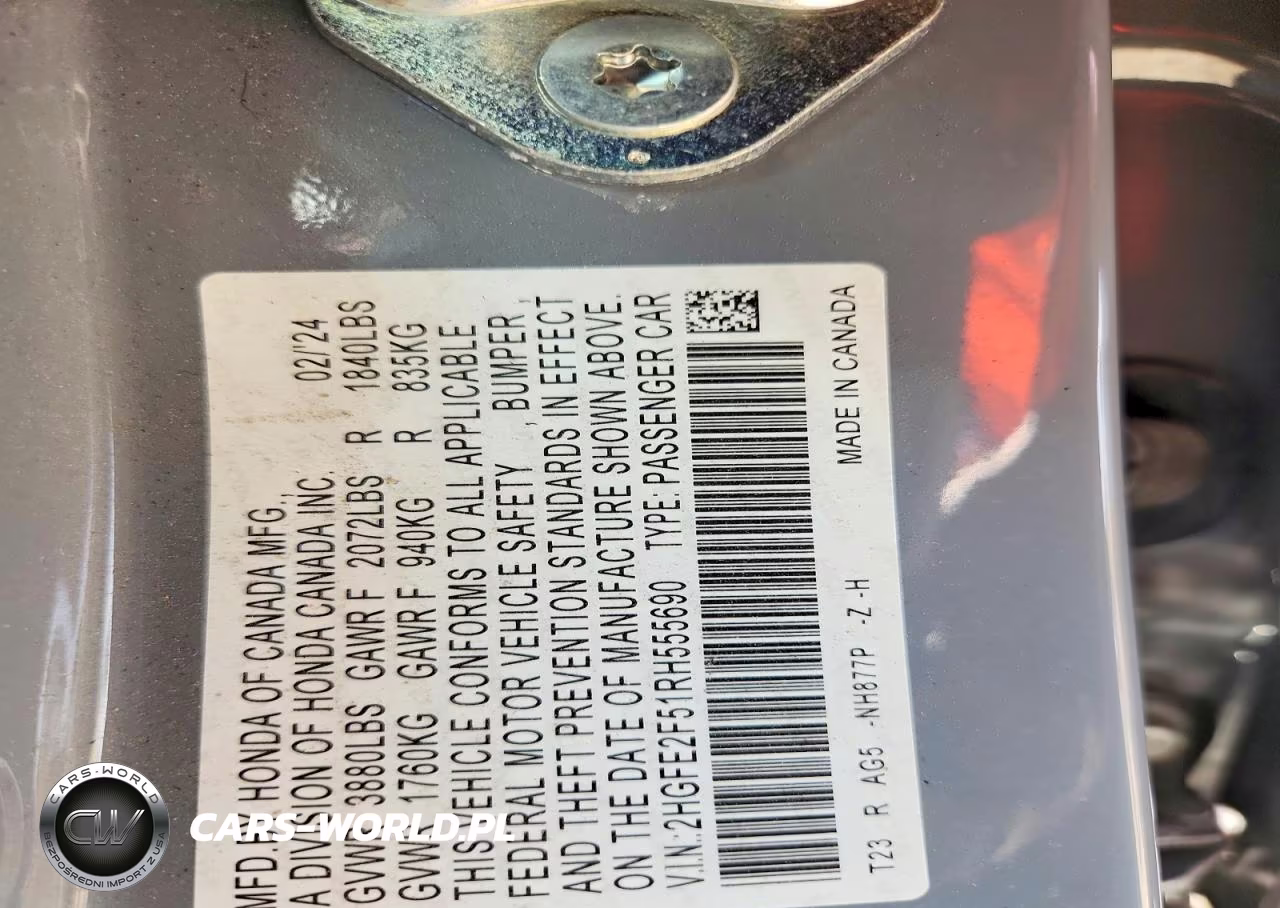 2024 Honda Civic Sport VIN:2HGFE2F51RH555690 - 12