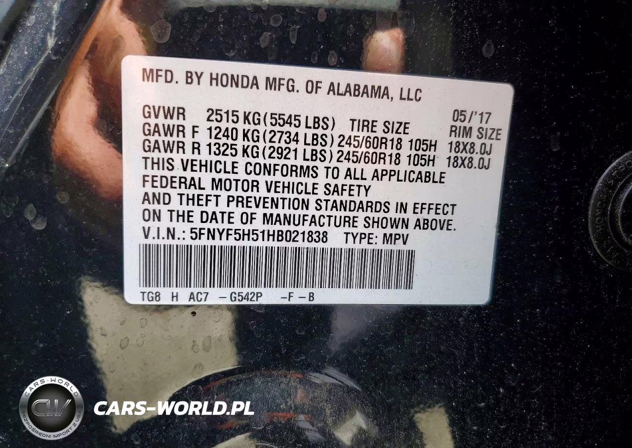2017 Honda Pilot Exl VIN:5FNYF5H51HB021838 - 14