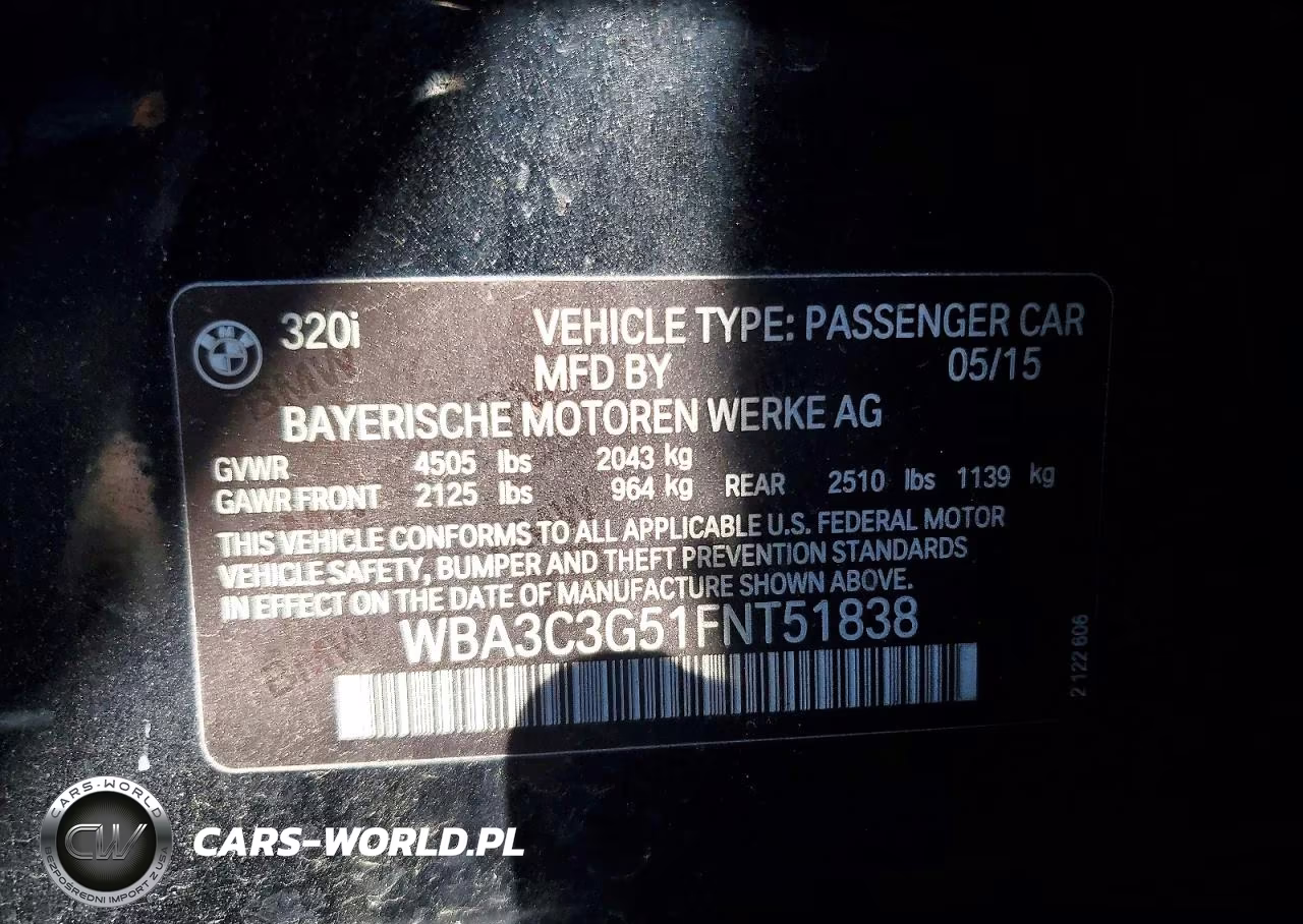 2015 BMW 320 I xDrive VIN:WBA3C3G51FNT51838 - 12