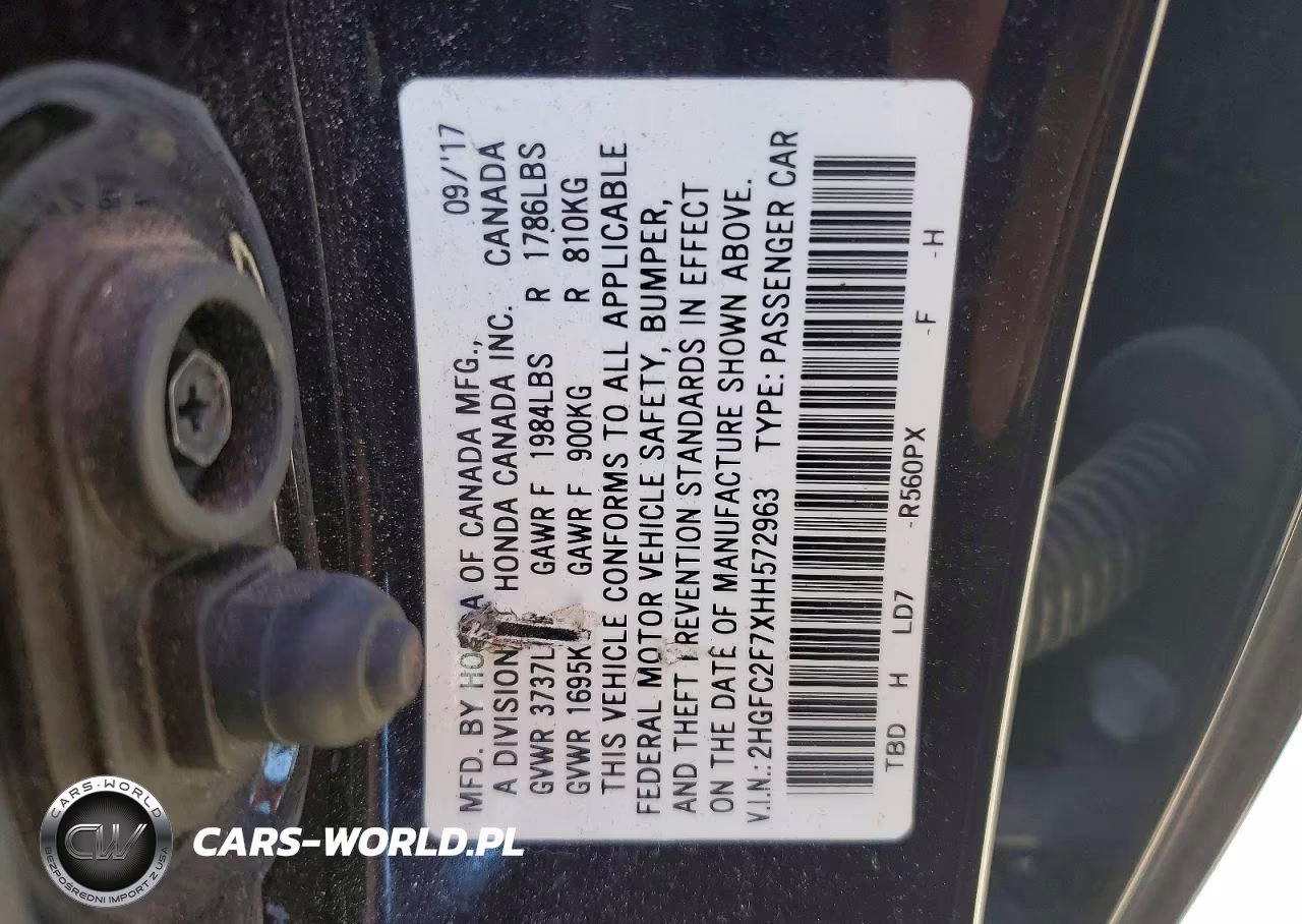 2017 Honda Civic Ex VIN:2HGFC2F7XHH572963 - 12