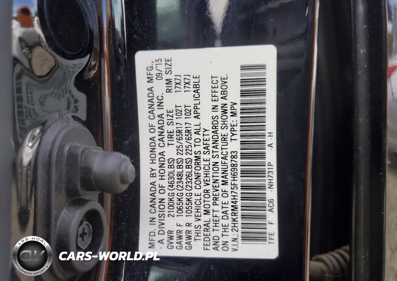 2015 Honda Cr-V Exl VIN:2HKRM4H75FH698783 - 13