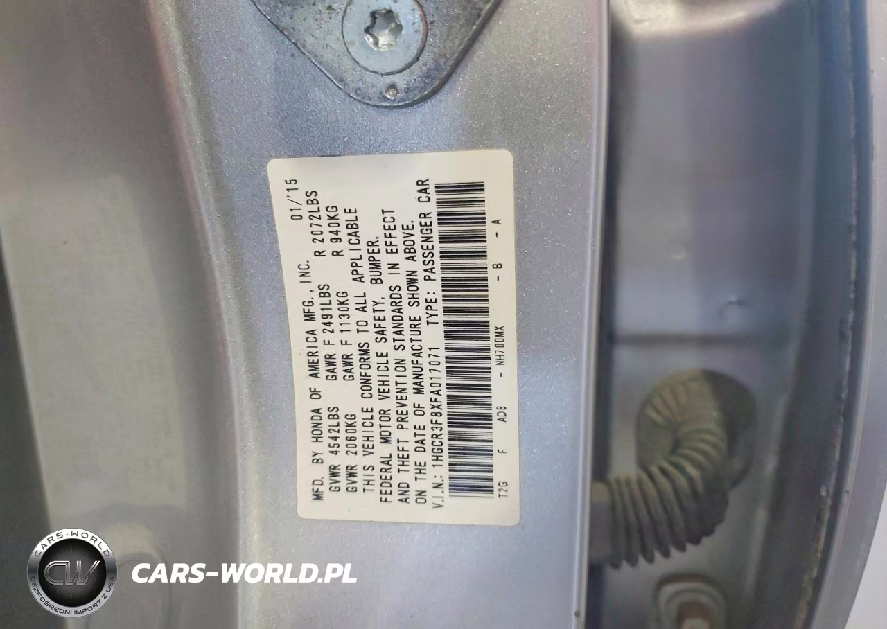 2015 Honda Accord Exl VIN:1HGCR3F8XFA017071 - 13