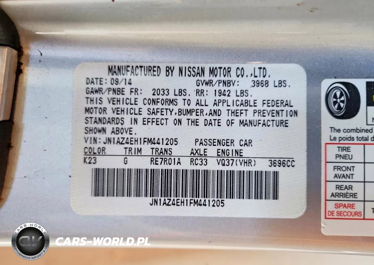 2015 Nissan 370Z Sport VIN:JN1AZ4EH1FM441205 - 12