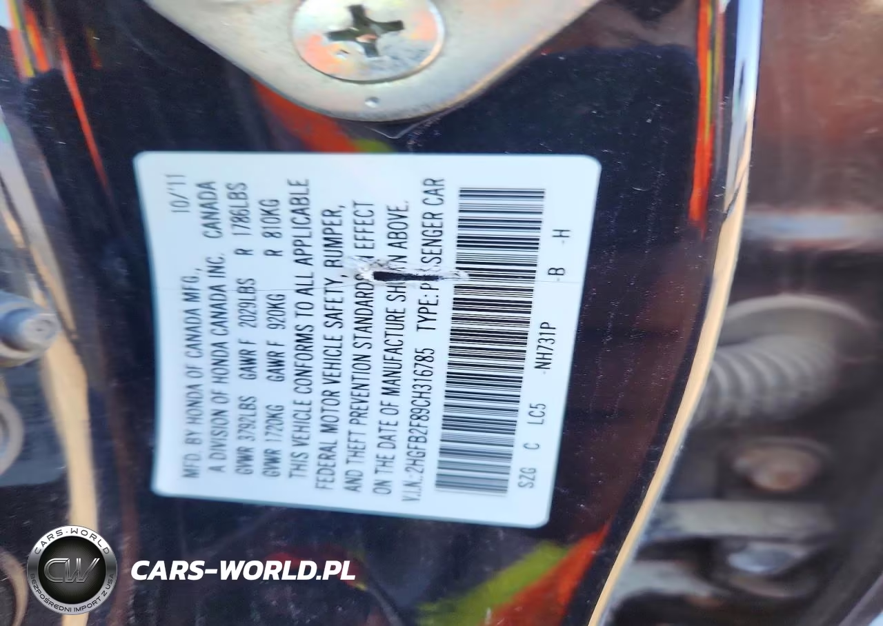 2012 Honda Civic Ex VIN:2HGFB2F89CH316785 - 13