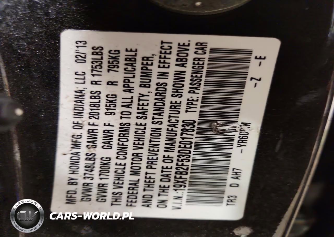 2013 Honda Civic Lx VIN:19XFB2F53DE017830 - 12
