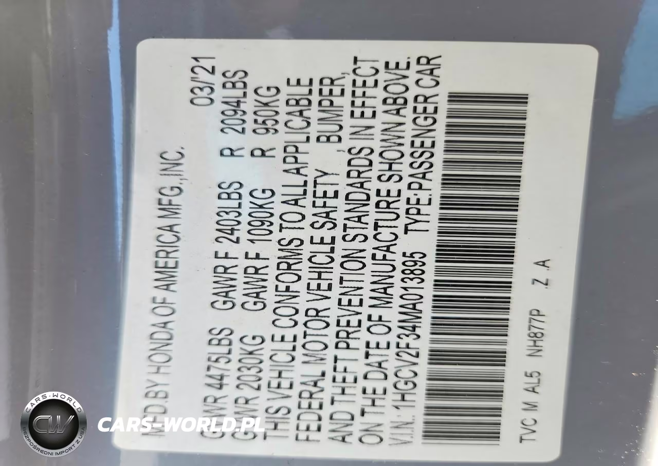 2021 Honda Accord Sport VIN:1HGCV2F34MA013895 - 12