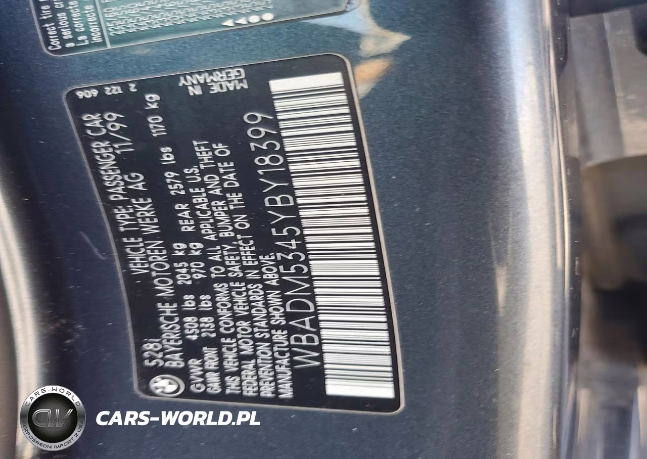 2000 BMW 528 I VIN:WBADM5345YBY18399 - 12