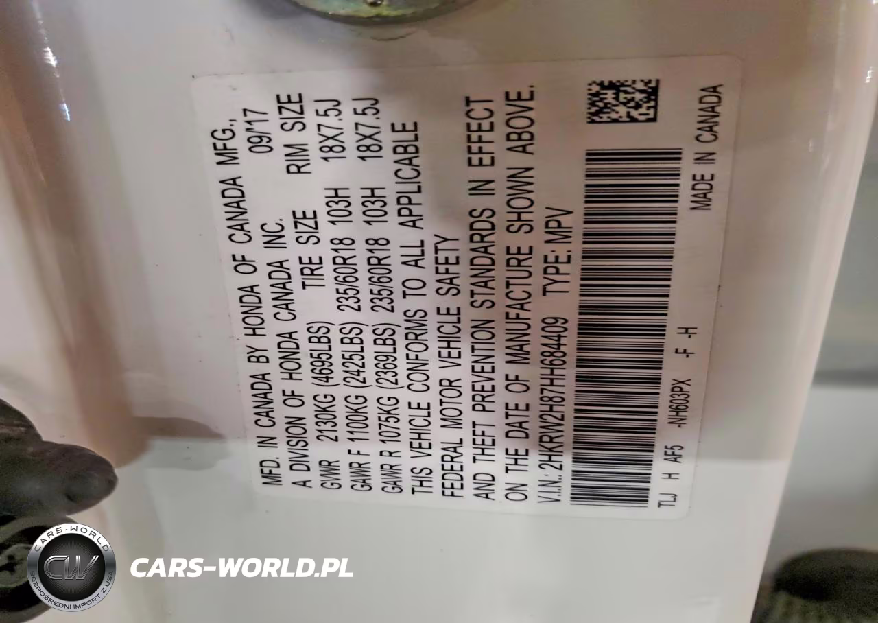 2017 Honda Cr-V Exl VIN:2HKRW2H87HH684409 - 13