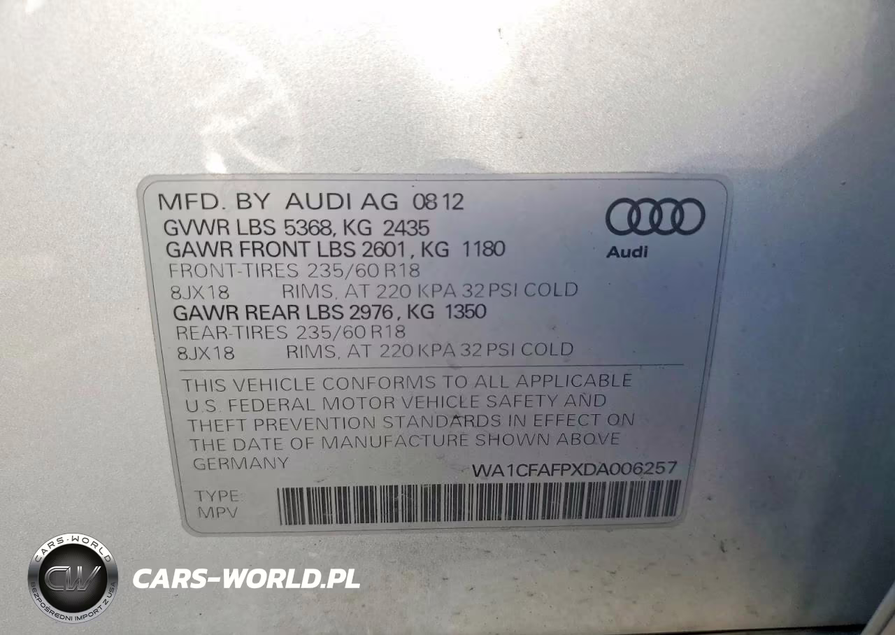 2013 Audi Q5 Premium VIN:WA1CFAFPXDA006257 - 13