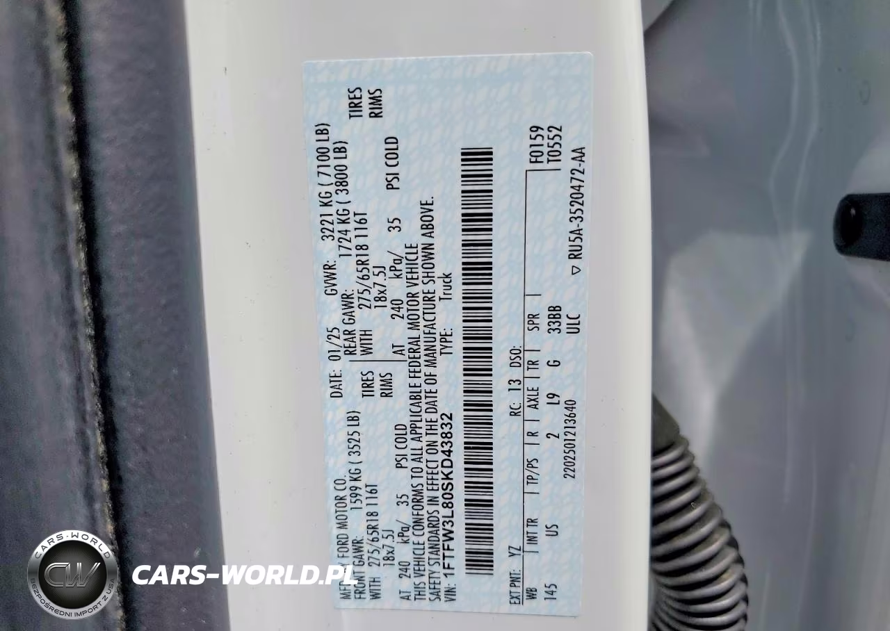 2025 Ford F150 Xlt VIN:1FTFW3L80SKD43832 - 12